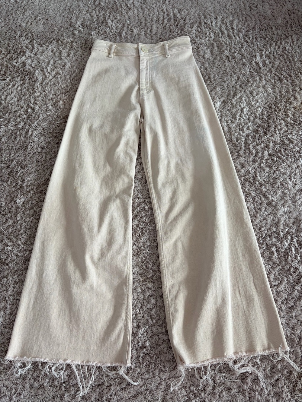 Wide Leg High-Rise Jeans in Beige Zara Size 4